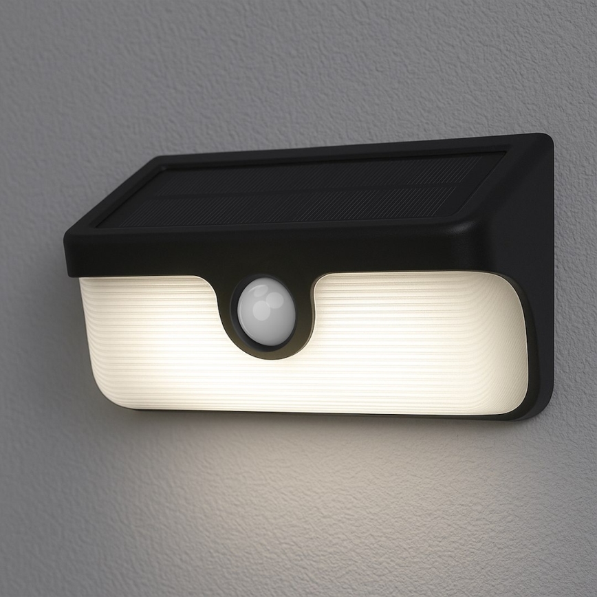 LED solárne nástenné svietidlo so senzorom LINK LED/5W/3,7V IP65 čierne
