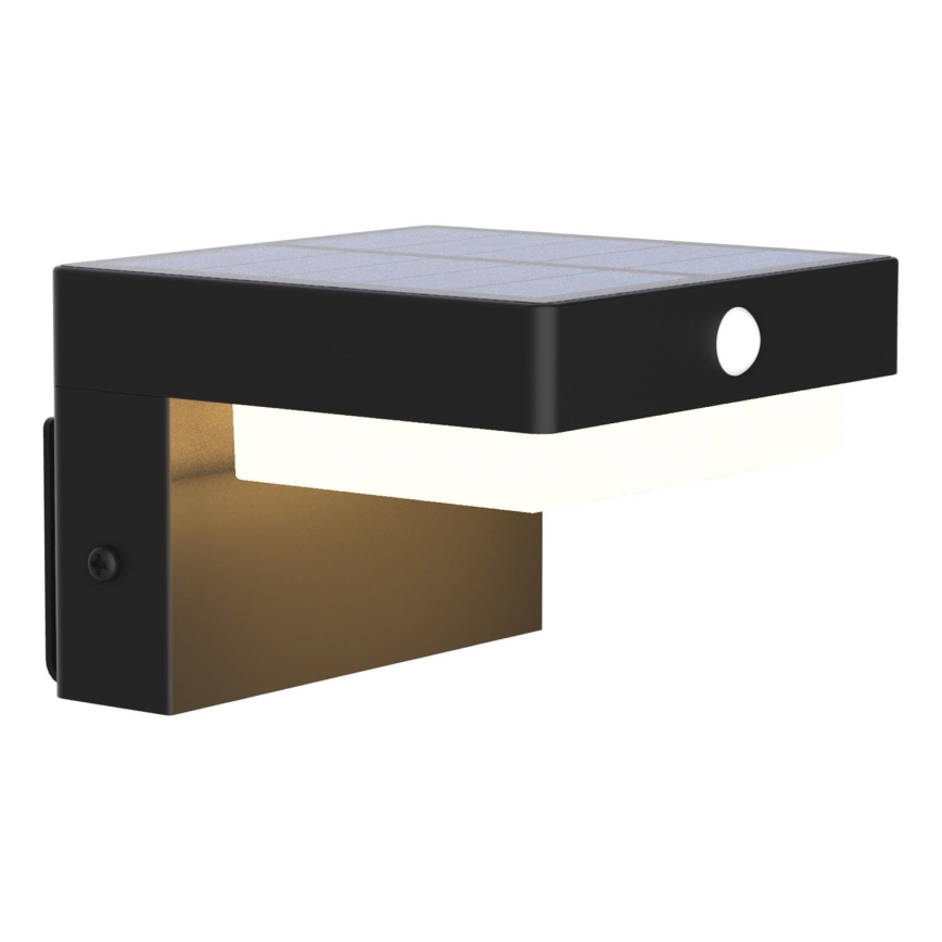 LED Solárne nástenné svietidlo so senzorom MALI LED/4,5W/3,7V 2000 mAh IP44 čierna