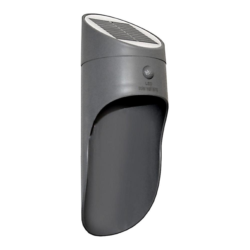 LED Solárne nástenné svietidlo so senzorom PALESA LED/1W/3,7V IP65 1800 mAh šedá