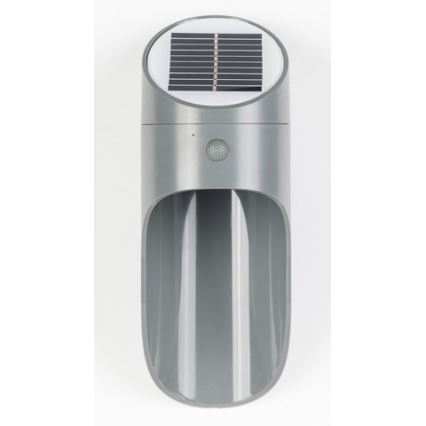 LED Solárne nástenné svietidlo so senzorom PALESA LED/1W/3,7V IP65 1800 mAh šedá