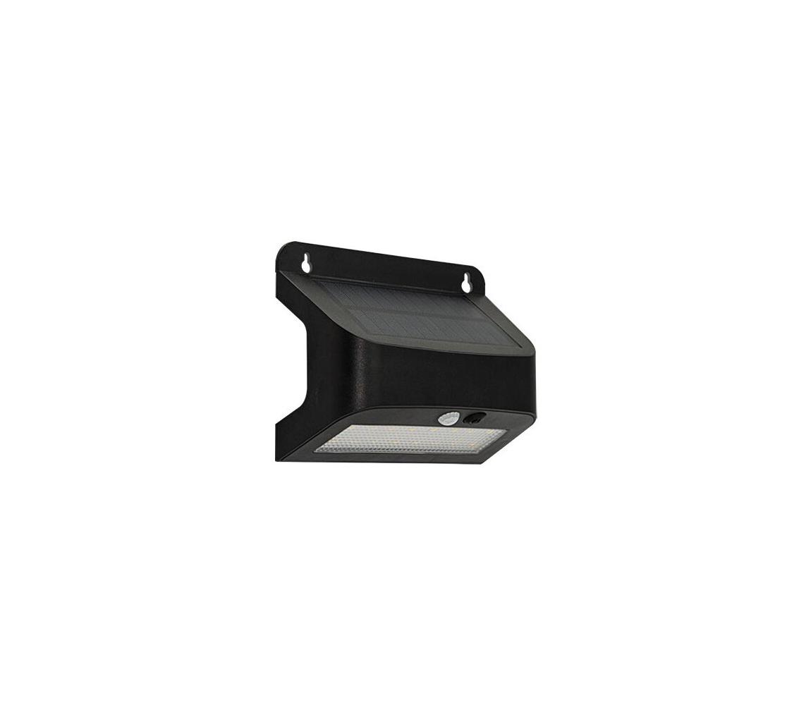 LED solárne nástenné svietidlo so senzorom SOLTO LED/6W/3,7V 4000K IP54 2400 mAh čierne OE-STLR64-00
