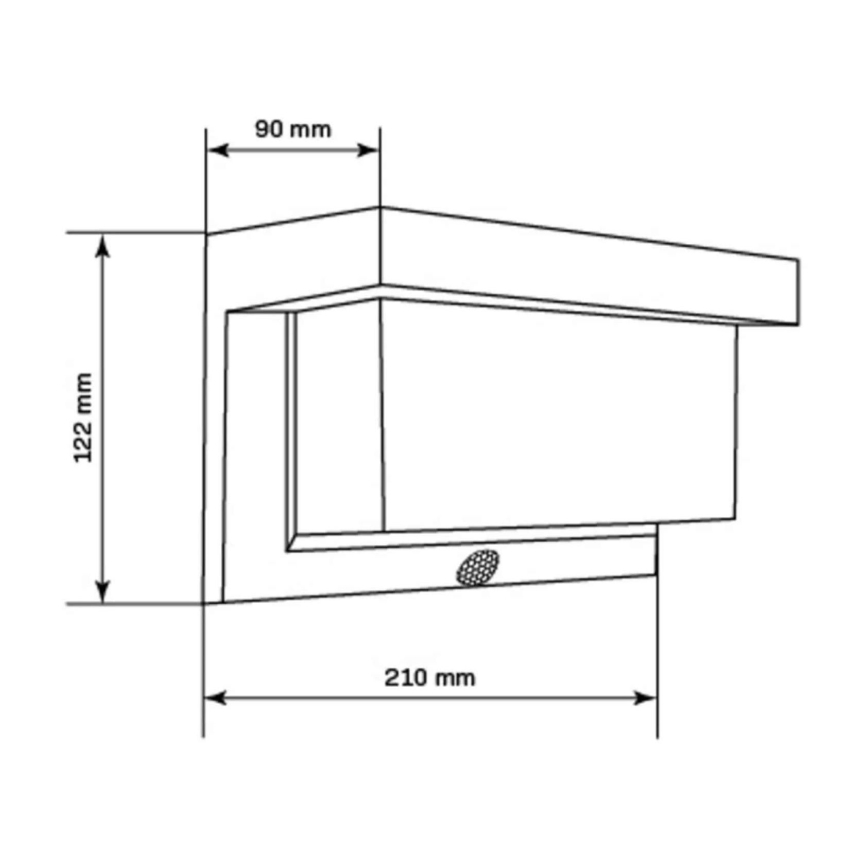 LED Solárne nástenné svietidlo so senzorom TONY LED/3,7V 1800 mAh IP44