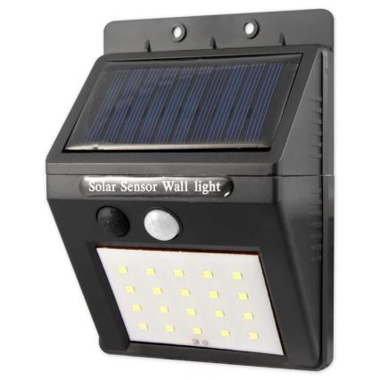 LED solárne nástenné svietidlo so senzorom a externým panelom LED/0,55W/3,7V 1200 mAh IP65
