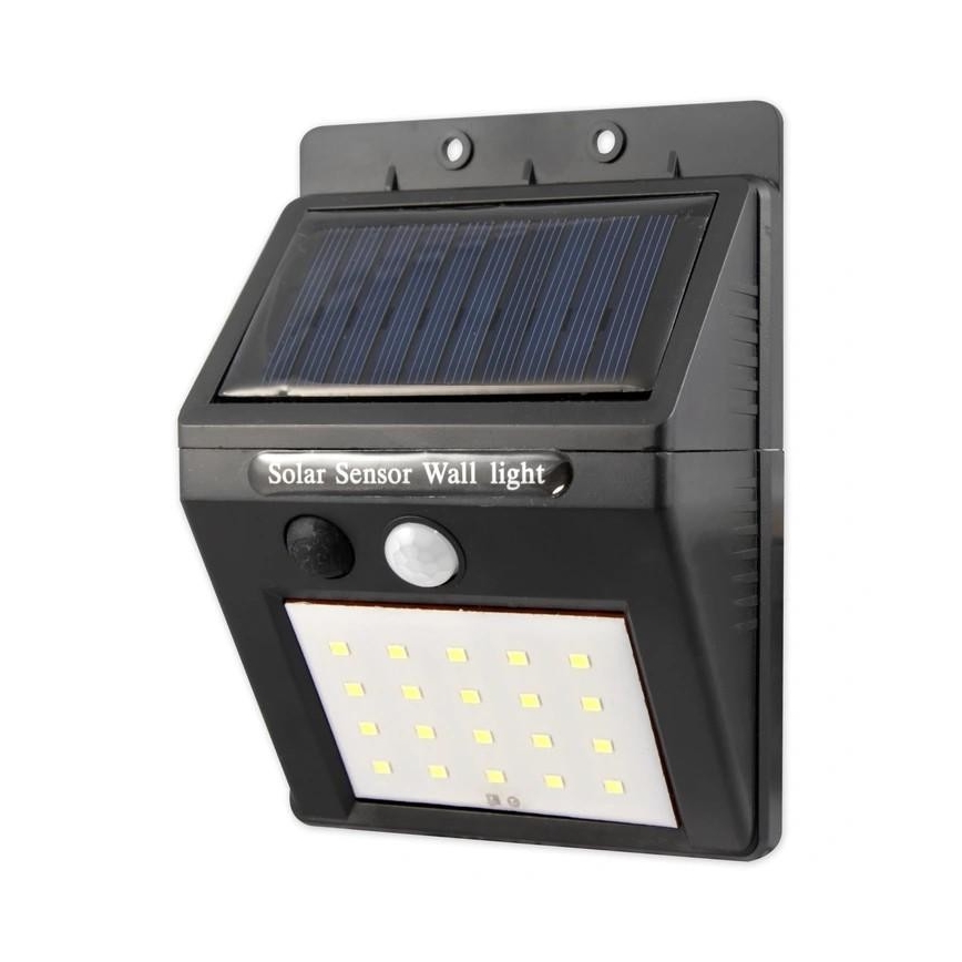 LED solárne nástenné svietidlo so senzorom a externým panelom LED/0,55W/3,7V 1200 mAh IP65