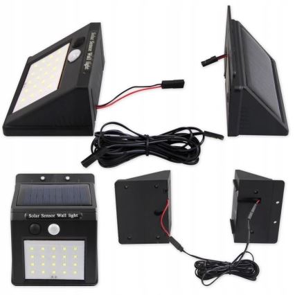 LED solárne nástenné svietidlo so senzorom a externým panelom LED/0,55W/3,7V 1200 mAh IP65
