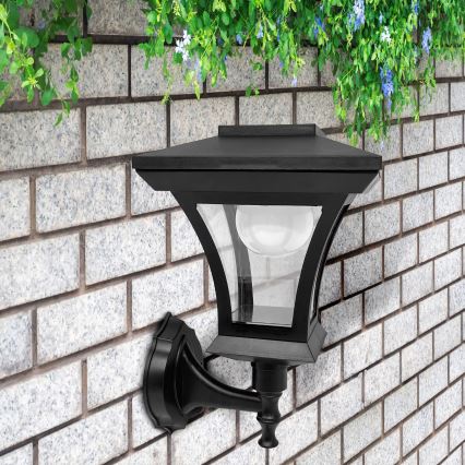 LED solárne nástenné svietidlo TIRANA LED/1,2V 1800 mAh IP44 čierne