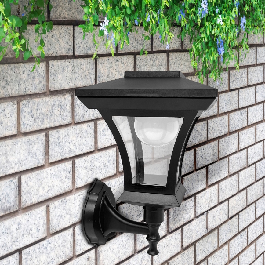 LED solárne nástenné svietidlo TIRANA LED/1,2V 1800 mAh IP44 čierne