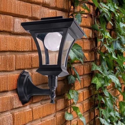 LED solárne nástenné svietidlo TIRANA LED/1,2V 1800 mAh IP44 čierne