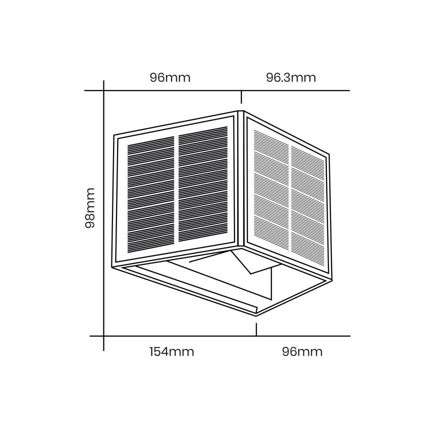 LED Solárne nástenné svietidlo WINGS LED/2W/1300 mAh 3,7V 6000K IP54 čierna