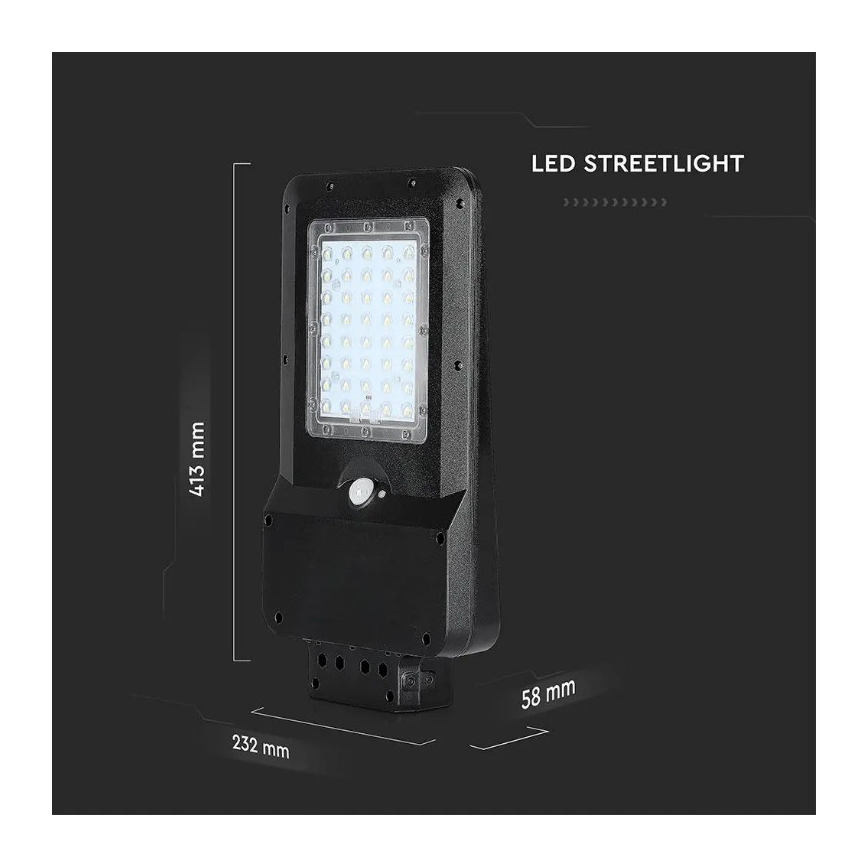 LED solárne pouličné svietidlo so senzorom LED/15W/7,4V 4000K IP65 10800 mAh