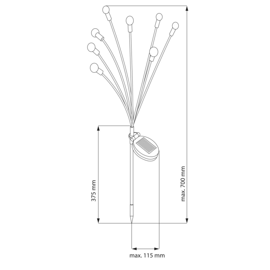 LED Solárne svietidlo FIORINI 8xLED/1,2V 600 mAh IP44 čierna