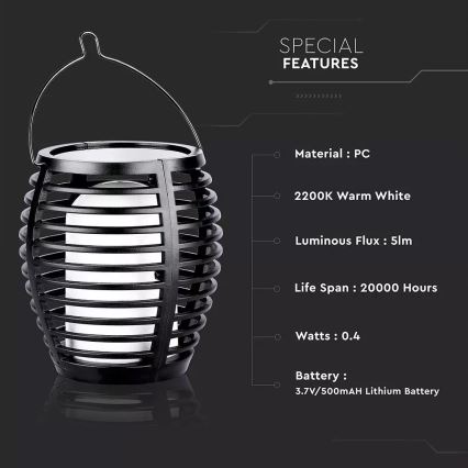 LED Solárne svietidlo FLAME 4v1 1xLED/0,45W/3,7V IP44 500 mAh