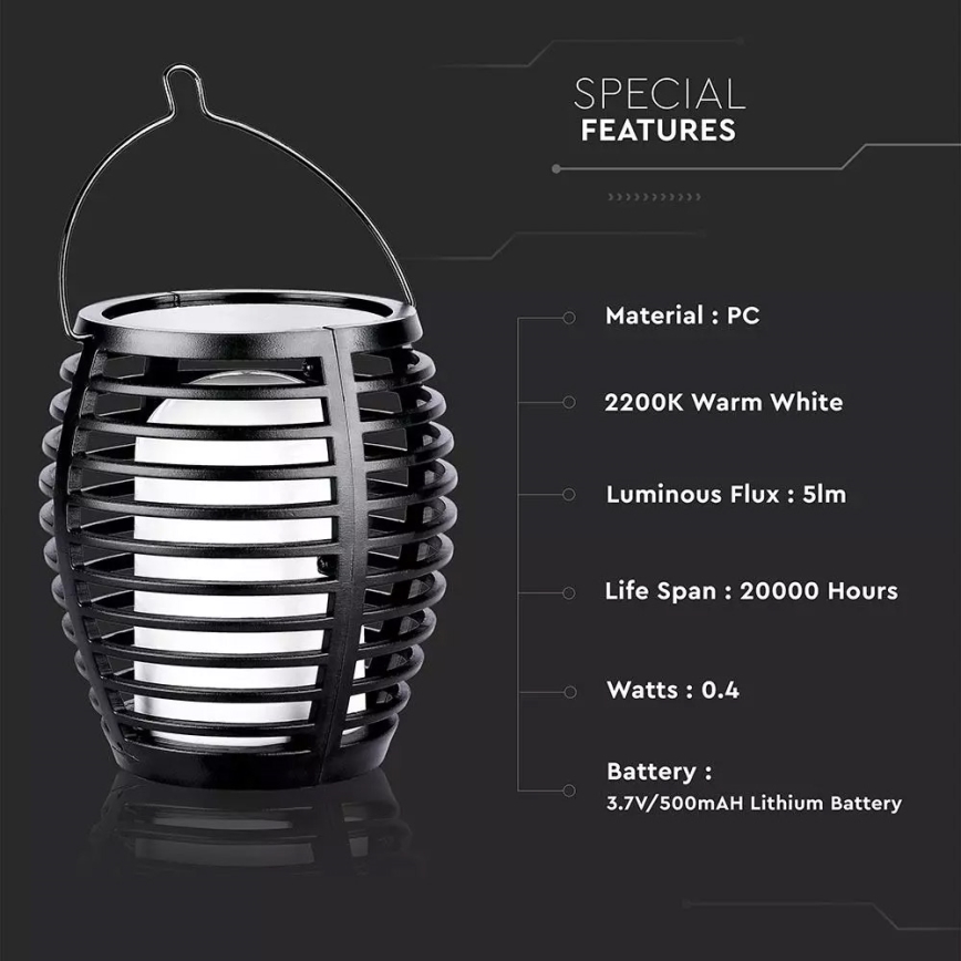 LED Solárne svietidlo FLAME 4v1 1xLED/0,45W/3,7V IP44 500 mAh