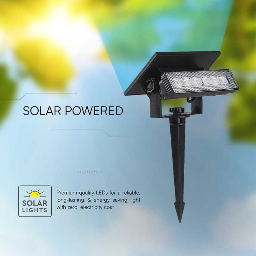 LED Solárne svietidlo LED/0,9W/3,7V 3000K IP65 čierna