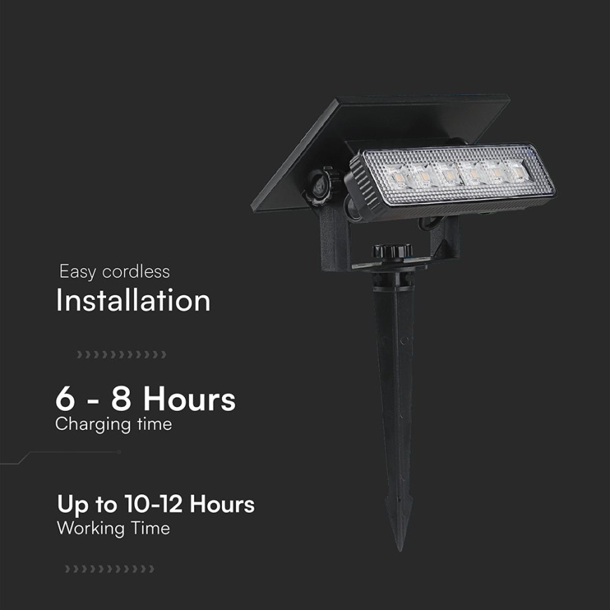 LED Solárne svietidlo LED/0,9W/3,7V 3000K IP65 čierna