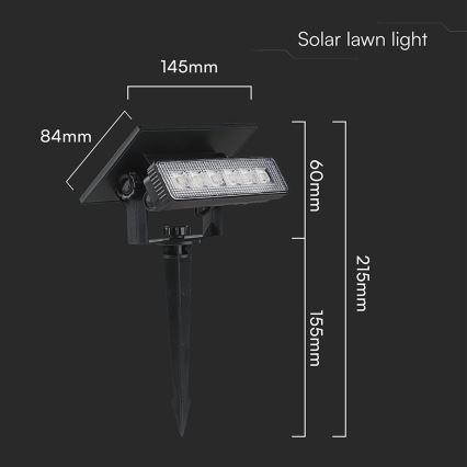 LED Solárne svietidlo LED/0,9W/3,7V 3000K IP65 čierna