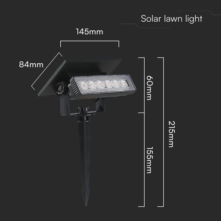 LED Solárne svietidlo LED/0,9W/3,7V 3000K IP65 čierna