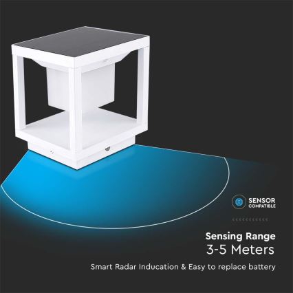 LED Solárne svietidlo so senzorom LED/2W/5,5V 3000K IP65 2600 mAh biela