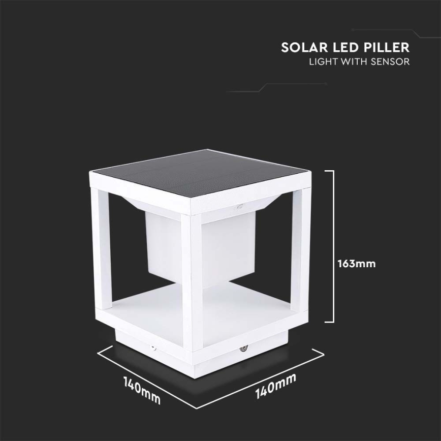 LED Solárne svietidlo so senzorom LED/2W/5,5V 3000K IP65 2600 mAh biela