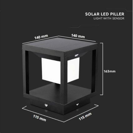 LED Solárne svietidlo so senzorom LED/2W/5,5V 3000K IP65 2600 mAh čierna