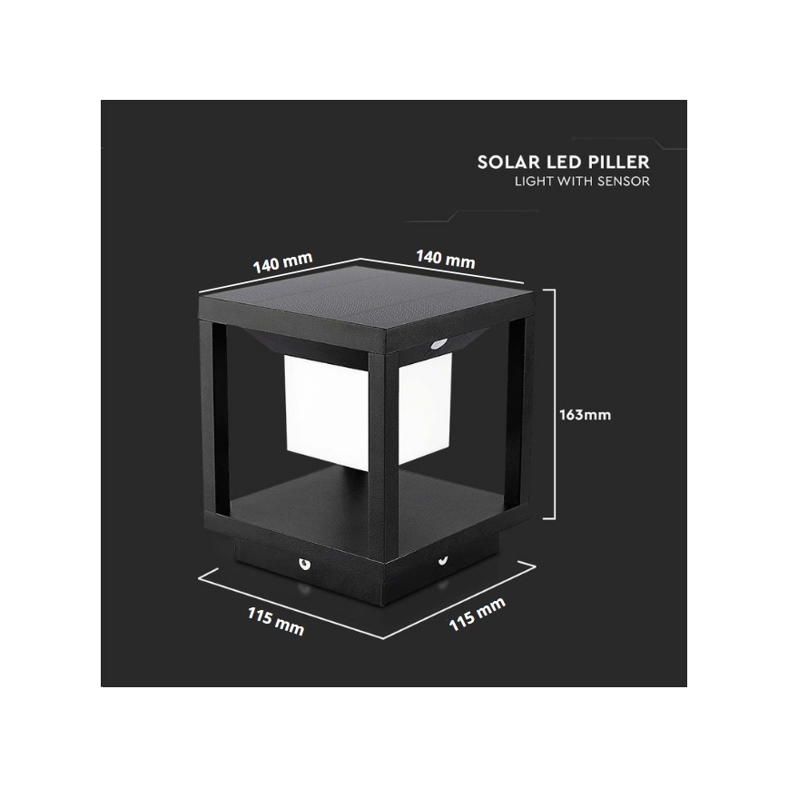 LED Solárne svietidlo so senzorom LED/2W/5,5V 3000K IP65 2600 mAh čierna
