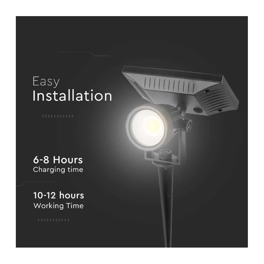 LED Solárne svietidlo SPIKE LED/2W/5,5V IP65 6400K 1200 mAh