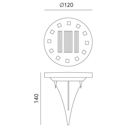 LED Solárne zápustné svietidlo CLAVO LED/0,72W/1,2V 600mAh IP44