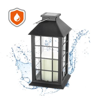 LED Solárne závesné svietidlo LED/0,02W/1,2V 1xAA 2700K IP44 200 mAh čierna