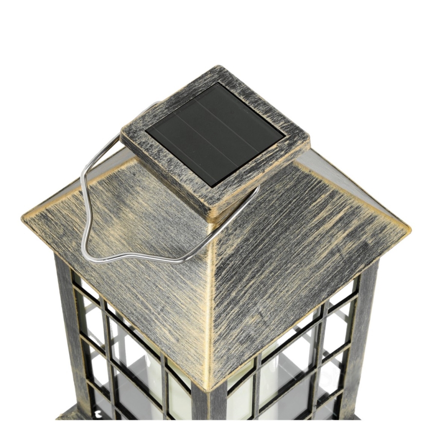 LED Solárne závesné svietidlo LED/0,02W/1,2V 1xAA 2700K IP44 200 mAh patina