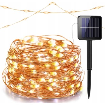 LED solárny dekoračný reťazec 200×LED/1,2 V 800 mAh 12 m IP44 čierna