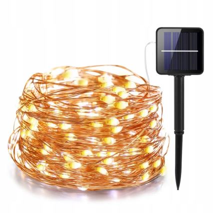 LED solárny dekoračný reťazec 200×LED/1,2 V 800 mAh 12 m IP44 čierna
