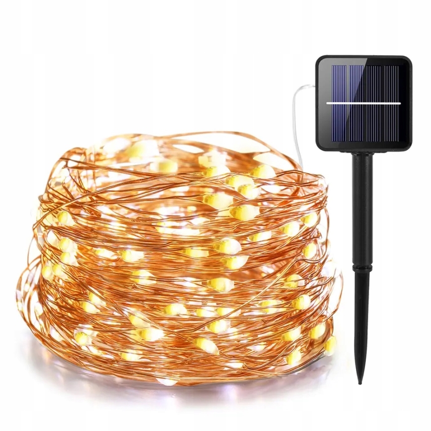 LED solárny dekoračný reťazec 200×LED/1,2 V 800 mAh 12 m IP44 čierna