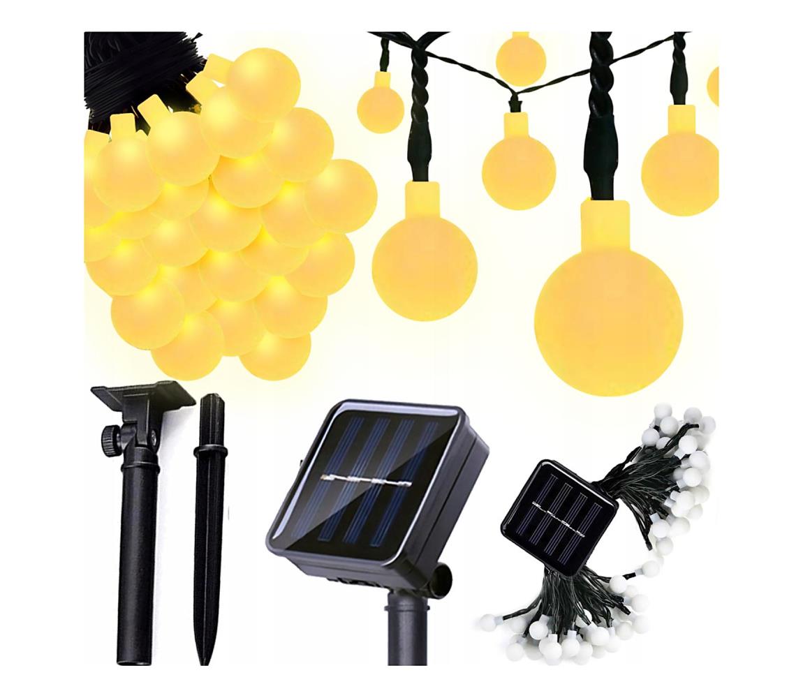 SmartLED LED solárny dekoračný reťazec 30xLED/8 funkcií 500 mAh 6,5 m IP67 teplá biela 4565