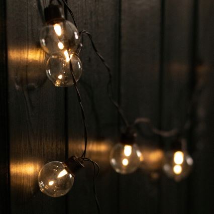 LED solárny dekoratívny svetelný reťazec 30xLED/8 funkcií 500 mAh 10,6 m IP67 teplá biela