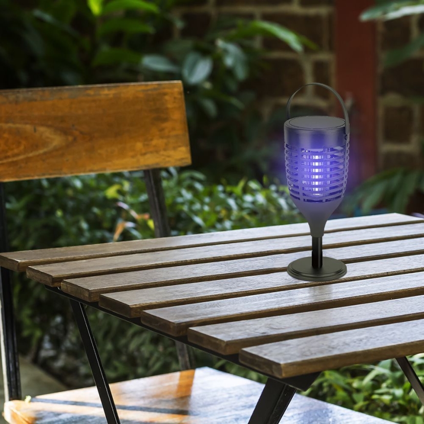 LED Solárny lapač hmyzu 3v1 LED/1,3W/3,7V IP24 20 m² 2200 mAh