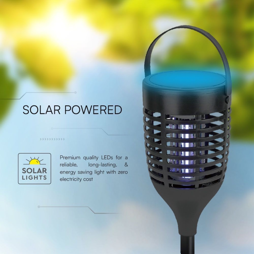 LED Solárny lapač hmyzu 3v1 LED/1,3W/3,7V IP24 20 m² 2200 mAh