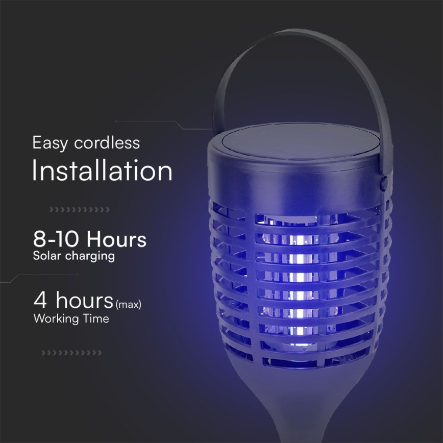 LED Solárny lapač hmyzu 3v1 LED/1,3W/3,7V IP24 20 m² 2200 mAh