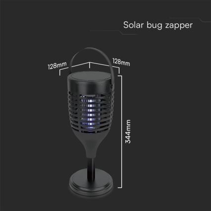 LED Solárny lapač hmyzu 3v1 LED/1,3W/3,7V IP24 20 m² 2200 mAh