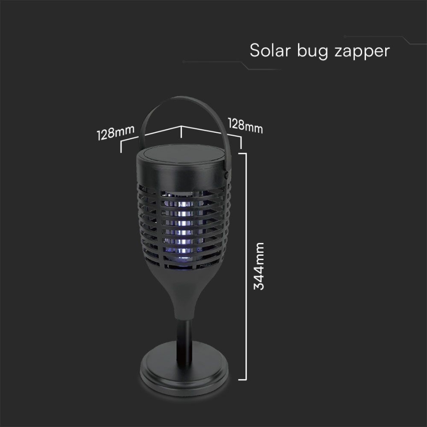 LED Solárny lapač hmyzu 3v1 LED/1,3W/3,7V IP24 20 m² 2200 mAh