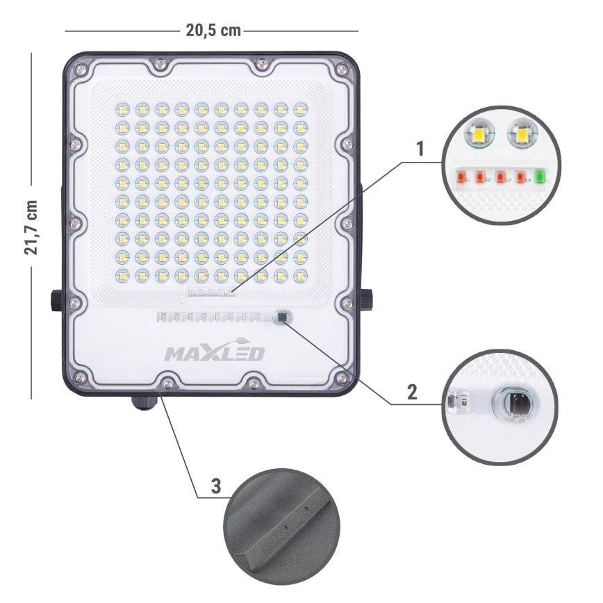 LED Vonkajší stmievateľný solárny reflektor LED/100W/3,2V 4500K IP65 čierna + diaľkové ovládanie