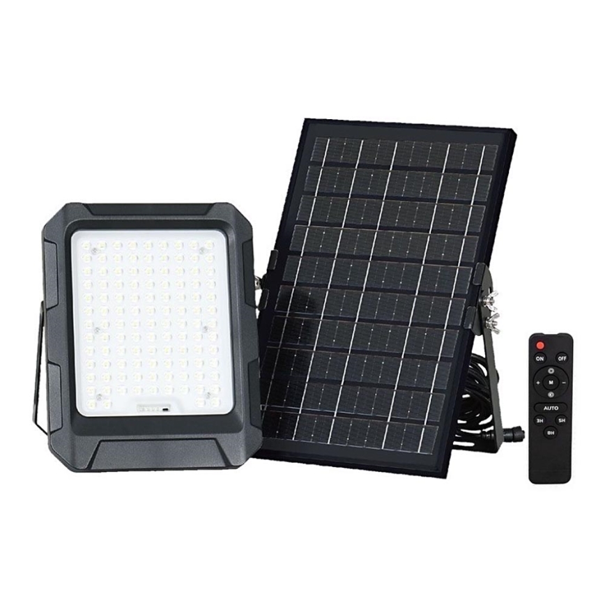 LED Solárny reflektor LED/10W/3,7V IP65 4000K 8000 mAh čierna + diaľkové ovládanie