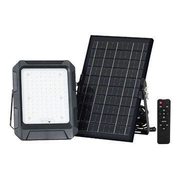 LED Solárny reflektor LED/10W/3,7V IP65 4000K 8000 mAh čierny + diaľkové ovládanie