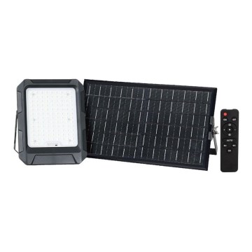 LED Solárny reflektor LED/15W/3,7V IP65 4000K 12000 mAh čierny + diaľkové ovládanie