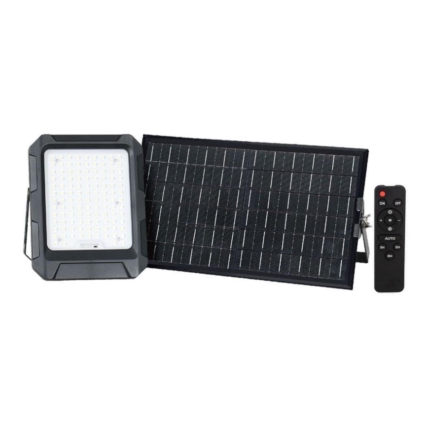 LED Solárny reflektor LED/15W/3,7V IP65 4000K 12000 mAh čierny + diaľkové ovládanie