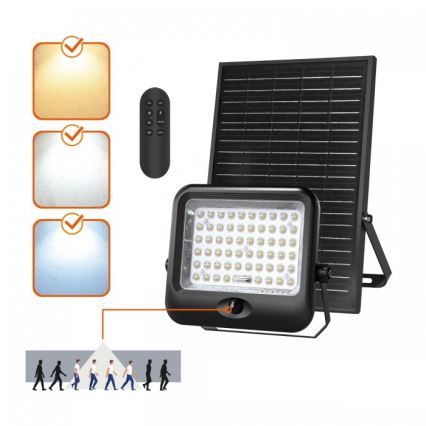 LED Solárny reflektor s čidlom MHCS LED/35W/3,2V 3000/4000/6500K IP65 15000 mAh + diaľkové ovládanie