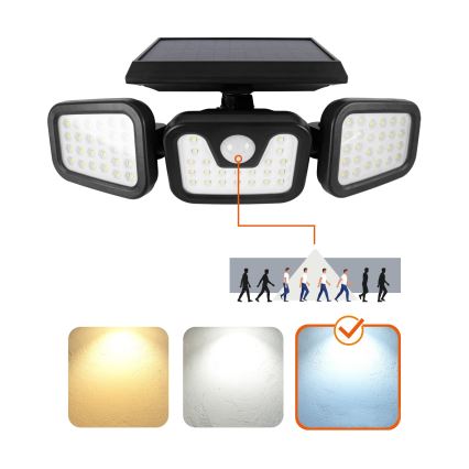 LED Solárny reflektor so senzorom LED/1,5W/3,7V 6000K IP44 2400 mAh