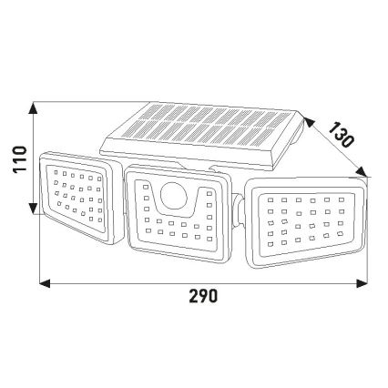 LED Solárny reflektor so senzorom LED/14W/3,7V 1800 mAh IP54