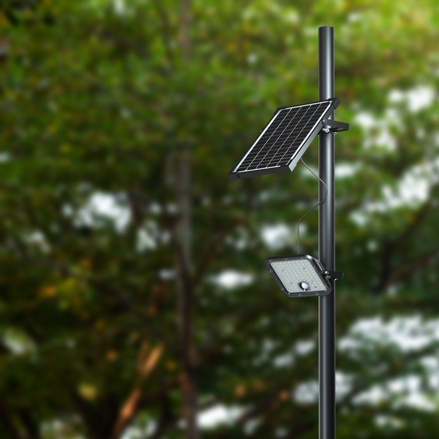 LED Solárny reflektor so senzorom LED/30W/6,4V 4000K + diaľkové ovládanie