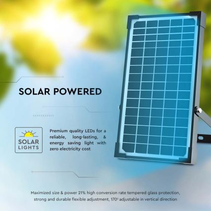 LED Solárny reflektor so senzorom LED/30W/6,4V 4000K + diaľkové ovládanie
