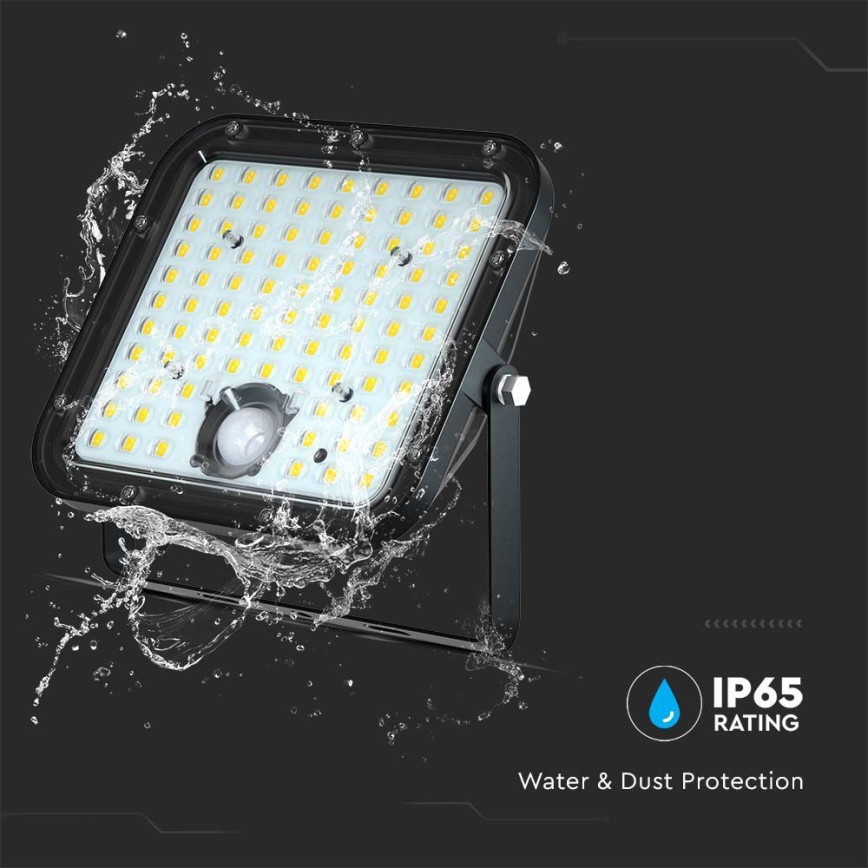 LED Solárny reflektor so senzorom LED/30W/6,4V 4000K + diaľkové ovládanie